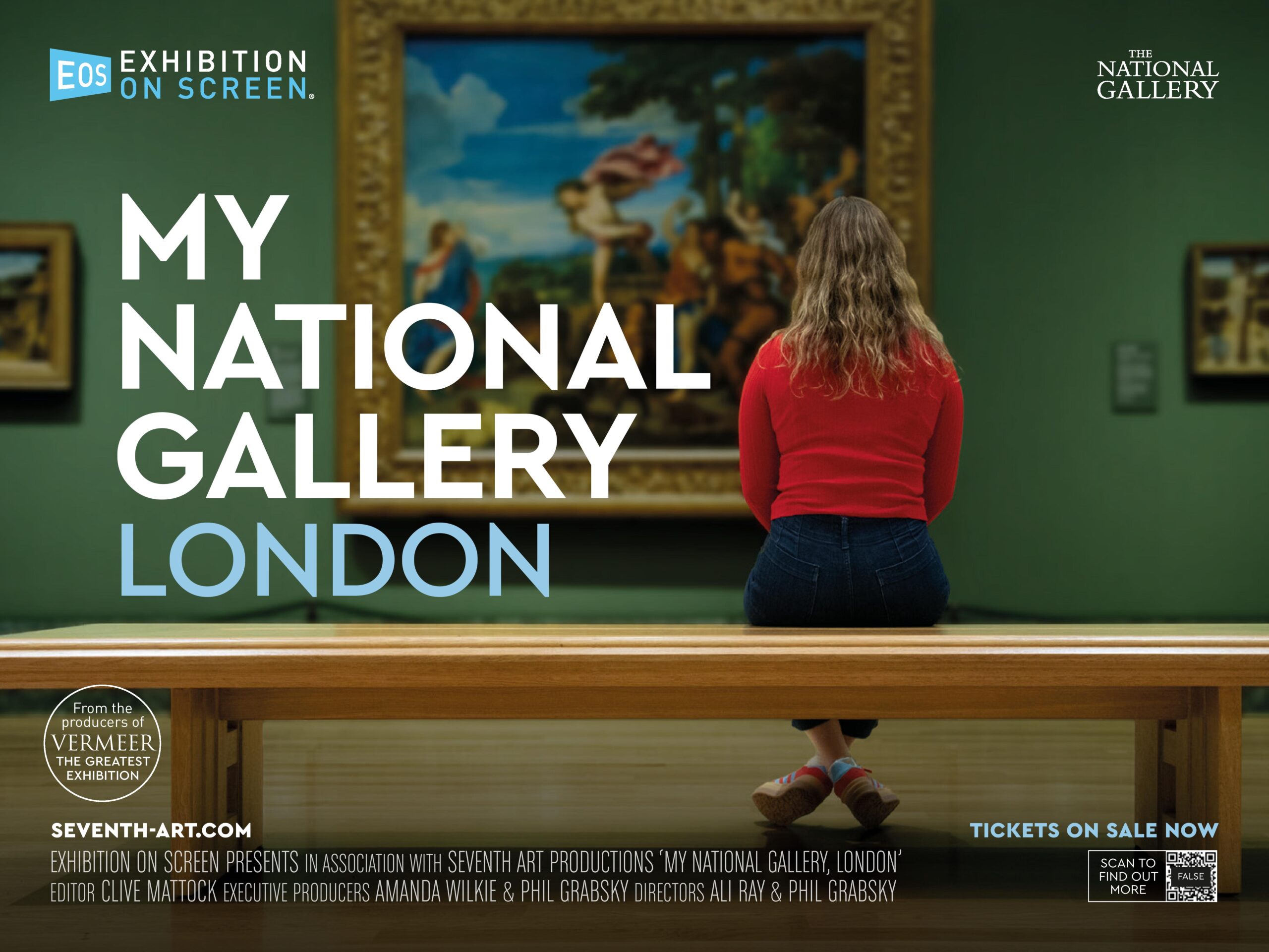 woman sitting in art gallery looking at a painting. Text reads My National Gallery London.